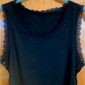NWT ROMWE_FUN Girls Solid Rib Stretchy Cropped Tank Top Black Lace Sz: L